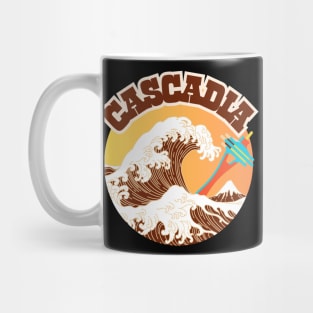 Cascadia. Great Wave of Coffee In A Cup. Mug